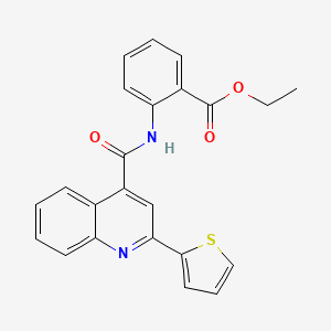 molecular formula C23H18N2O3S B3481469 Ethyl 2-[(2-thiophen-2-ylquinoline-4-carbonyl)amino]benzoate 