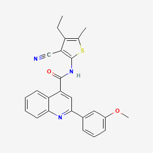 molecular formula C25H21N3O2S B3481479 N-(3-cyano-4-ethyl-5-methylthiophen-2-yl)-2-(3-methoxyphenyl)quinoline-4-carboxamide 