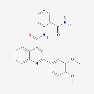 molecular formula C25H21N3O4 B3481582 N-(2-carbamoylphenyl)-2-(3,4-dimethoxyphenyl)quinoline-4-carboxamide 