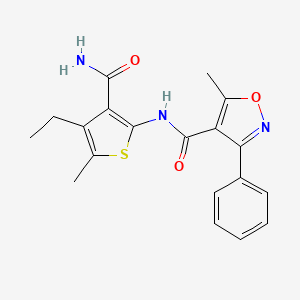 molecular formula C19H19N3O3S B3481588 N-(3-CARBAMOYL-4-ETHYL-5-METHYLTHIOPHEN-2-YL)-5-METHYL-3-PHENYL-12-OXAZOLE-4-CARBOXAMIDE 