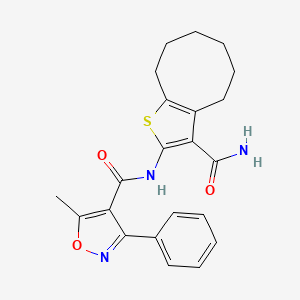 molecular formula C22H23N3O3S B3481601 N-{3-CARBAMOYL-4H5H6H7H8H9H-CYCLOOCTA[B]THIOPHEN-2-YL}-5-METHYL-3-PHENYL-12-OXAZOLE-4-CARBOXAMIDE 