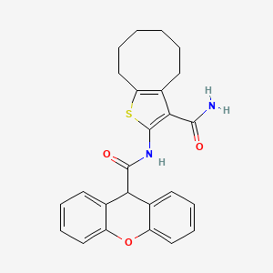 molecular formula C25H24N2O3S B3481672 N-{3-carbamoyl-4H,5H,6H,7H,8H,9H-cycloocta[b]thiophen-2-yl}-9H-xanthene-9-carboxamide 