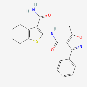 molecular formula C20H19N3O3S B3481701 N-(3-carbamoyl-4,5,6,7-tetrahydro-1-benzothiophen-2-yl)-5-methyl-3-phenyl-1,2-oxazole-4-carboxamide CAS No. 6123-32-6