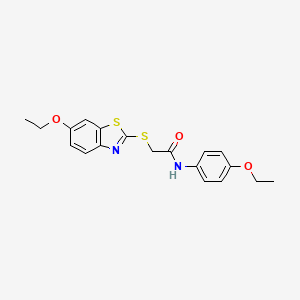 molecular formula C19H20N2O3S2 B3481748 2-[(6-ethoxy-1,3-benzothiazol-2-yl)sulfanyl]-N-(4-ethoxyphenyl)acetamide 