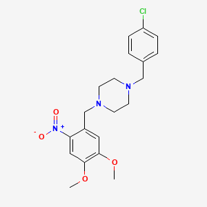 molecular formula C20H24ClN3O4 B3481899 1-[(4-chlorophenyl)methyl]-4-[(4,5-dimethoxy-2-nitrophenyl)methyl]piperazine 