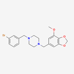 molecular formula C20H23BrN2O3 B3481908 1-[(3-BROMOPHENYL)METHYL]-4-[(7-METHOXY-2H-1,3-BENZODIOXOL-5-YL)METHYL]PIPERAZINE 