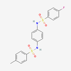 molecular formula C19H17FN2O4S2 B3481910 N-[4-(4-FLUOROBENZENESULFONAMIDO)PHENYL]-4-METHYLBENZENE-1-SULFONAMIDE 