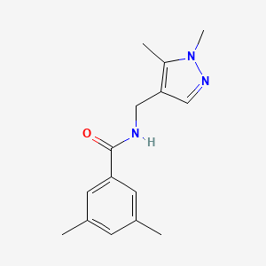 molecular formula C15H19N3O B3482172 N-[(1,5-dimethyl-1H-pyrazol-4-yl)methyl]-3,5-dimethylbenzamide 