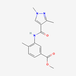 molecular formula C15H17N3O3 B3482182 methyl 3-{[(1,3-dimethyl-1H-pyrazol-4-yl)carbonyl]amino}-4-methylbenzoate 