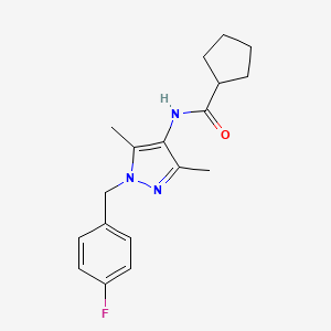 molecular formula C18H22FN3O B3482220 N-[1-(4-FLUOROBENZYL)-3,5-DIMETHYL-1H-PYRAZOL-4-YL]-1-CYCLOPENTANECARBOXAMIDE 