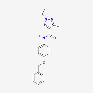 molecular formula C20H21N3O2 B3482229 N~4~-[4-(BENZYLOXY)PHENYL]-1-ETHYL-3-METHYL-1H-PYRAZOLE-4-CARBOXAMIDE 