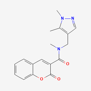 molecular formula C17H17N3O3 B3482273 N~3~-[(1,5-DIMETHYL-1H-PYRAZOL-4-YL)METHYL]-N~3~-METHYL-2-OXO-2H-CHROMENE-3-CARBOXAMIDE 