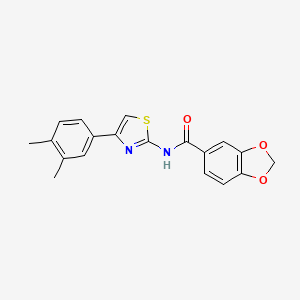 molecular formula C19H16N2O3S B3482396 N-[4-(3,4-DIMETHYLPHENYL)-1,3-THIAZOL-2-YL]-2H-1,3-BENZODIOXOLE-5-CARBOXAMIDE 