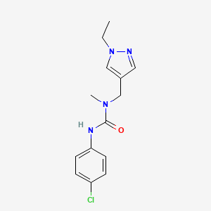 molecular formula C14H17ClN4O B3482641 N'-(4-chlorophenyl)-N-[(1-ethyl-1H-pyrazol-4-yl)methyl]-N-methylurea 