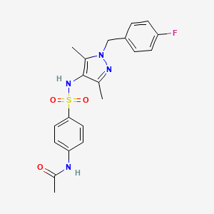 molecular formula C20H21FN4O3S B3482749 N-(4-{[1-(4-fluorobenzyl)-3,5-dimethyl-1H-pyrazol-4-yl]sulfamoyl}phenyl)acetamide 