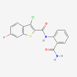 molecular formula C16H10ClFN2O2S B3482821 N-(2-carbamoylphenyl)-3-chloro-6-fluoro-1-benzothiophene-2-carboxamide 