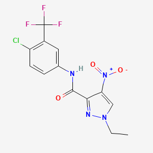 molecular formula C13H10ClF3N4O3 B3482854 N-[4-chloro-3-(trifluoromethyl)phenyl]-1-ethyl-4-nitro-1H-pyrazole-3-carboxamide 