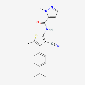 molecular formula C20H20N4OS B3482929 N-{3-cyano-5-methyl-4-[4-(propan-2-yl)phenyl]thiophen-2-yl}-1-methyl-1H-pyrazole-5-carboxamide 
