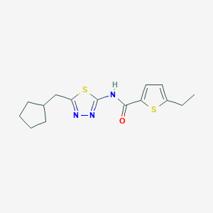 molecular formula C15H19N3OS2 B3482953 N-[5-(cyclopentylmethyl)-1,3,4-thiadiazol-2-yl]-5-ethylthiophene-2-carboxamide 