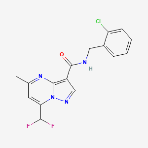 molecular formula C16H13ClF2N4O B3483102 N-[(2-chlorophenyl)methyl]-7-(difluoromethyl)-5-methylpyrazolo[1,5-a]pyrimidine-3-carboxamide 