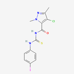 molecular formula C13H12ClIN4OS B3483148 N-[(4-chloro-1,3-dimethyl-1H-pyrazol-5-yl)carbonyl]-N'-(4-iodophenyl)thiourea 