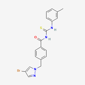 molecular formula C19H17BrN4OS B3483177 N-{4-[(4-BROMO-1H-PYRAZOL-1-YL)METHYL]BENZOYL}-N'-(3-METHYLPHENYL)THIOUREA 