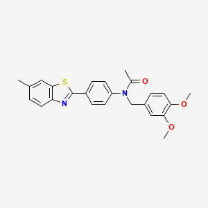 molecular formula C25H24N2O3S B3483242 N-[(3,4-dimethoxyphenyl)methyl]-N-[4-(6-methyl-1,3-benzothiazol-2-yl)phenyl]acetamide 