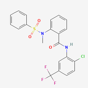molecular formula C21H16ClF3N2O3S B3483368 2-[benzenesulfonyl(methyl)amino]-N-[2-chloro-5-(trifluoromethyl)phenyl]benzamide 