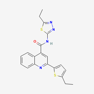 molecular formula C20H18N4OS2 B3483517 N-(5-ethyl-1,3,4-thiadiazol-2-yl)-2-(5-ethylthiophen-2-yl)quinoline-4-carboxamide 