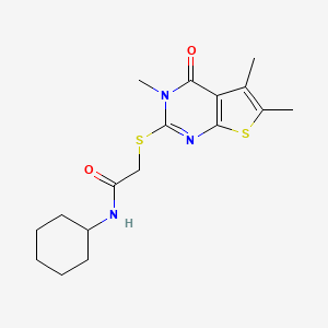 molecular formula C17H23N3O2S2 B3483543 N-cyclohexyl-2-(3,5,6-trimethyl-4-oxothieno[2,3-d]pyrimidin-2-yl)sulfanylacetamide 