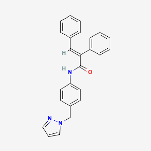 molecular formula C25H21N3O B3483820 (E)-2,3-DIPHENYL-N-[4-(1H-PYRAZOL-1-YLMETHYL)PHENYL]-2-PROPENAMIDE 
