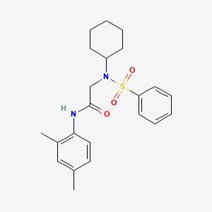 molecular formula C22H28N2O3S B3483901 N~2~-cyclohexyl-N-(2,4-dimethylphenyl)-N~2~-(phenylsulfonyl)glycinamide 