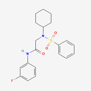 molecular formula C20H23FN2O3S B3483934 N~2~-cyclohexyl-N-(3-fluorophenyl)-N~2~-(phenylsulfonyl)glycinamide 