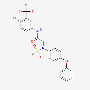 molecular formula C22H18ClF3N2O4S B3484068 N-[4-chloro-3-(trifluoromethyl)phenyl]-N~2~-(methylsulfonyl)-N~2~-(4-phenoxyphenyl)glycinamide 