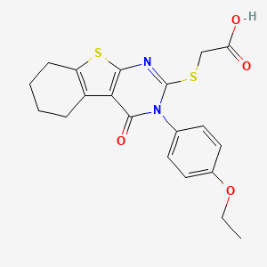 molecular formula C20H20N2O4S2 B3484236 {[3-(4-Ethoxyphenyl)-4-oxo-3,4,5,6,7,8-hexahydro[1]benzothieno[2,3-d]pyrimidin-2-yl]sulfanyl}acetic acid 