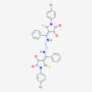 (4E)-1-(4-bromophenyl)-4-[[2-[[(E)-[1-(4-bromophenyl)-4,5-dioxo-2-sulfanylidenepyrrolidin-3-ylidene]-phenylmethyl]amino]ethylamino]-phenylmethylidene]-5-sulfanylidenepyrrolidine-2,3-dione