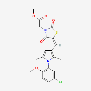 molecular formula C20H19ClN2O5S B3484357 methyl [(5E)-5-{[1-(5-chloro-2-methoxyphenyl)-2,5-dimethyl-1H-pyrrol-3-yl]methylidene}-2,4-dioxo-1,3-thiazolidin-3-yl]acetate 