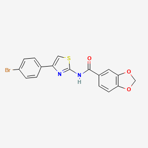 molecular formula C17H11BrN2O3S B3484396 N-[4-(4-BROMOPHENYL)-1,3-THIAZOL-2-YL]-2H-1,3-BENZODIOXOLE-5-CARBOXAMIDE 