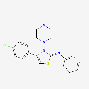 molecular formula C20H21ClN4S B3484506 N-[4-(4-CHLOROPHENYL)-3-(4-METHYLPIPERAZINO)-1,3-THIAZOL-2(3H)-YLIDEN]-N-PHENYLAMINE 