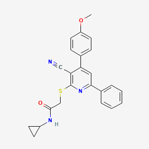 2-{[3-cyano-4-(4-methoxyphenyl)-6-phenyl-2-pyridinyl]thio}-N-cyclopropylacetamide