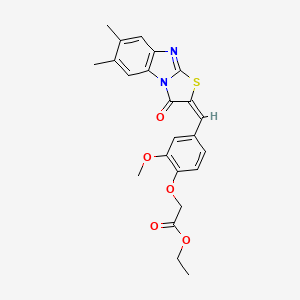 ethyl {4-[(6,7-dimethyl-3-oxo[1,3]thiazolo[3,2-a]benzimidazol-2(3H)-ylidene)methyl]-2-methoxyphenoxy}acetate