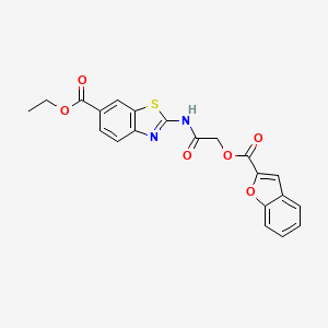 molecular formula C21H16N2O6S B3484675 Ethyl 2-[[2-(1-benzofuran-2-carbonyloxy)acetyl]amino]-1,3-benzothiazole-6-carboxylate 