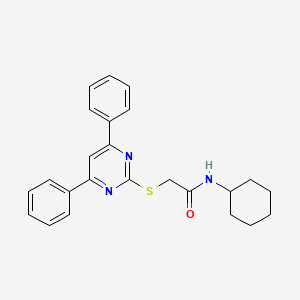 molecular formula C24H25N3OS B3484763 N-cyclohexyl-2-[(4,6-diphenylpyrimidin-2-yl)sulfanyl]acetamide 