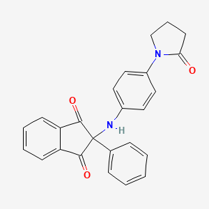 molecular formula C25H20N2O3 B3484772 2-[4-(2-oxopyrrolidin-1-yl)anilino]-2-phenylindene-1,3-dione 