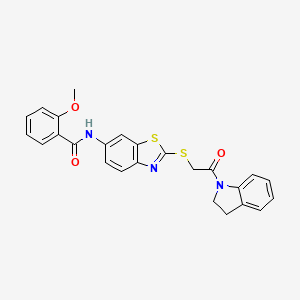 molecular formula C25H21N3O3S2 B3484793 N-(2-{[2-(2,3-dihydro-1H-indol-1-yl)-2-oxoethyl]sulfanyl}-1,3-benzothiazol-6-yl)-2-methoxybenzamide 