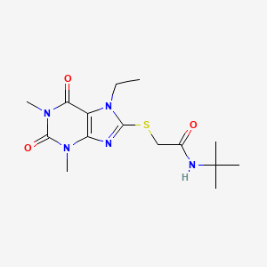 molecular formula C15H23N5O3S B3484845 N-(TERT-BUTYL)-2-[(7-ETHYL-1,3-DIMETHYL-2,6-DIOXO-2,3,6,7-TETRAHYDRO-1H-PURIN-8-YL)SULFANYL]ACETAMIDE 