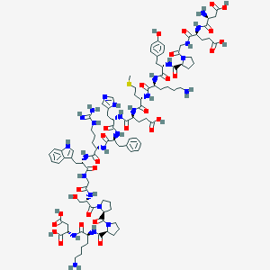molecular formula C98H138N26O29S B034850 (2S)-2-[[(2S)-6-amino-2-[[(2S)-1-[(2S)-1-[(2S)-2-[[2-[[(2S)-2-[[(2S)-2-[[(2S)-2-[[(2S)-2-[[(2S)-2-[[(2S)-2-[[(2S)-6-amino-2-[[(2S)-2-[[(2S)-1-[2-[[(2S)-2-[[(2S)-2-amino-3-carboxypropanoyl]amino]-4-carboxybutanoyl]amino]acetyl]pyrrolidine-2-carbonyl]amino]-3-(4-hydroxyphenyl)propanoyl]amino]hexanoyl]amino]-4-methylsulfanylbutanoyl]amino]-4-carboxybutanoyl]amino]-3-(1H-imidazol-5-yl)propanoyl]amino]-3-phenylpropanoyl]amino]-5-carbamimidamidopentanoyl]amino]-3-(1H-indol-3-yl)propanoyl]amino]acetyl]amino]-3-hydroxypropanoyl]pyrrolidine-2-carbonyl]pyrrolidine-2-carbonyl]amino]hexanoyl]amino]butanedioic acid CAS No. 19941-13-0