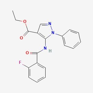 molecular formula C19H16FN3O3 B3485093 ETHYL 5-(2-FLUOROBENZAMIDO)-1-PHENYL-1H-PYRAZOLE-4-CARBOXYLATE 