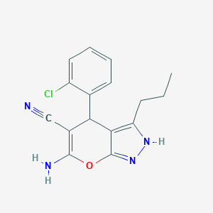 B348543 6-Amino-4-(2-chlorophenyl)-3-propyl-1,4-dihydropyrano[2,3-c]pyrazole-5-carbonitrile CAS No. 330158-68-4