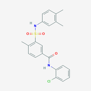 molecular formula C22H21ClN2O3S B3485645 N-(2-chlorophenyl)-3-{[(3,4-dimethylphenyl)amino]sulfonyl}-4-methylbenzamide 